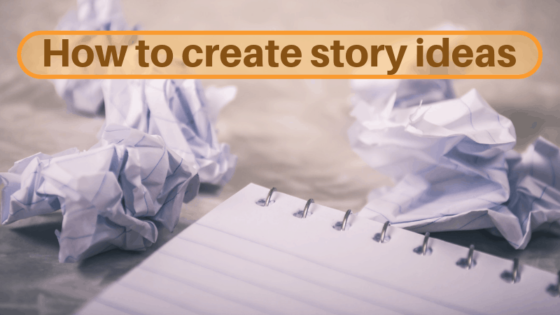 How to create story ideas graphic. Crumpled paper and text.