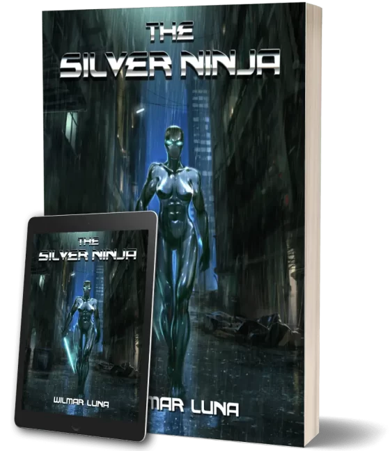 Cover of The Silver Ninja Prototype in paperback and ebook format. This version of The Silver Ninja series is discontinued.