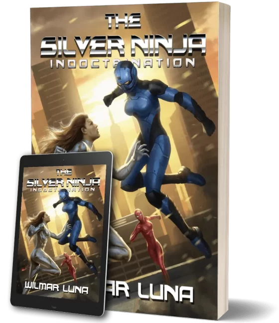 Cover of The Silver Ninja Indoctrination Prototype in paperback and ebook format. This version of The Silver Ninja series is discontinued.